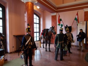 Hussars in the marble hall of the museum